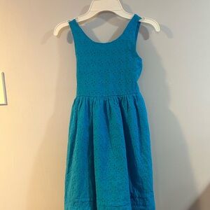 Chaps Vibrant Blue sleeveless Eyelet size 8 Girls Dress